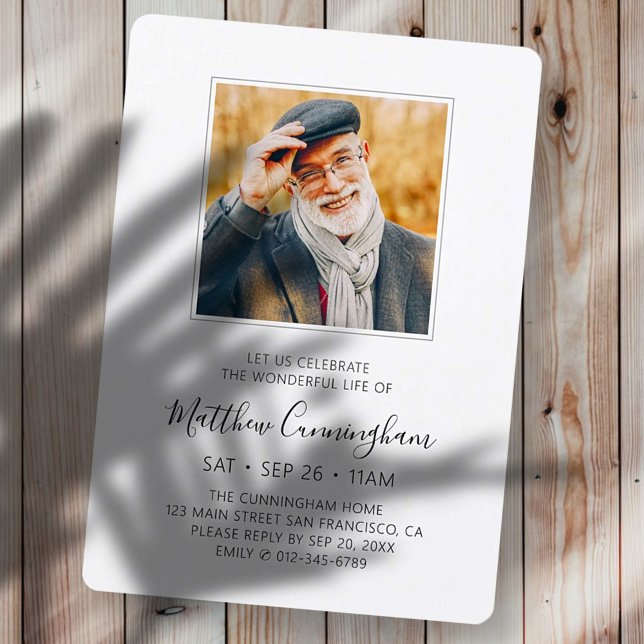 Invitación Celebración de la vida Funeral Memorial Foto moder (Subido por el creador)