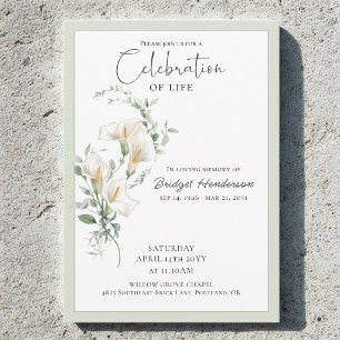 Invitación Celebración de la Vida Funeral Memorial Lirio Call