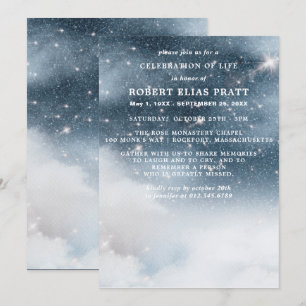 Invitación Celebración de la vida Funeral Memorial Starry Sky