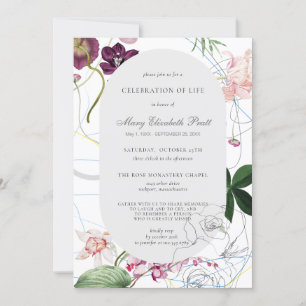 Invitación Celebración de la vida Funeral moderno Boho Floral