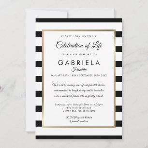 Invitación Celebración de la Vida Funeral Moderno con Franja 