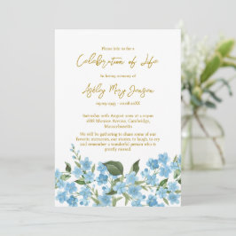 Invitación Celebración de la vida Funeral No me olvides