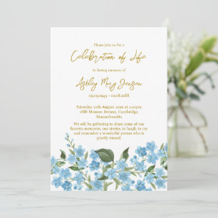 Invitación Celebración de la vida Funeral No me olvides