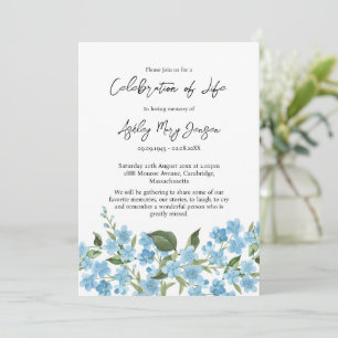 Invitación Celebración de la vida Funeral No me olvides