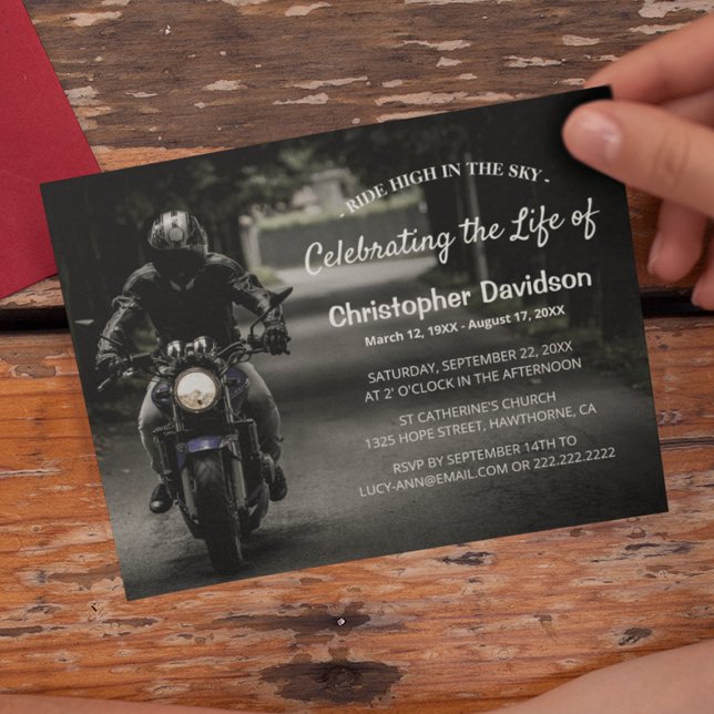 Invitación Celebración de la vida | Funeral para motociclista (Subido por el creador)