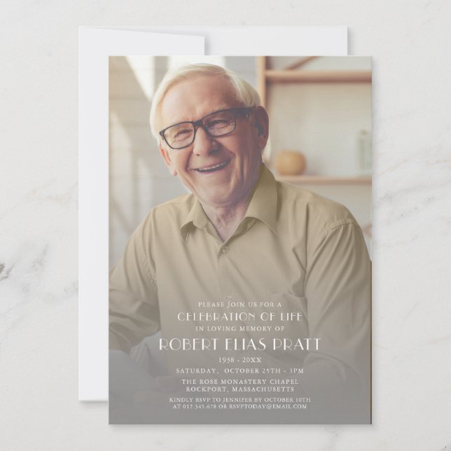 Invitación Celebración de la vida Funeral Personalizado Foto  (Anverso)