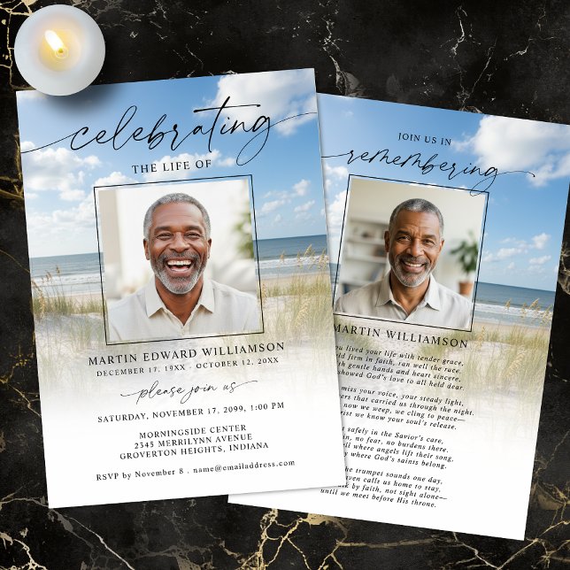Invitación Celebración de la Vida Funeral Playa Foto (Subido por el creador)