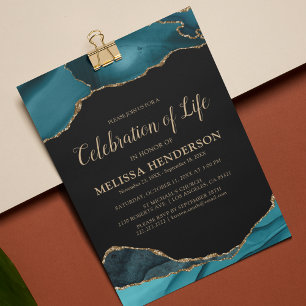 Invitación Celebración de la Vida Funeral Teal