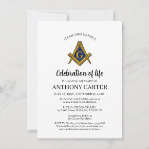 Invitación Celebración de la vida funeraria masónica francmas