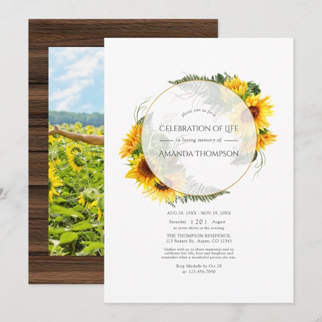 Invitación Celebración de la Vida Geométrica Rústica de Giras (Anverso / Reverso)