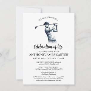 Invitación Celebración de la vida golfista funeral de golf 