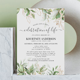 Invitación Celebración de la Vida | Greenery Gold Memorial