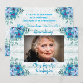 Invitación Celebración de la vida hermosas violetas azules
