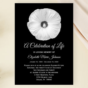 Invitación Celebración de la vida Híbiscus Floral Memorial