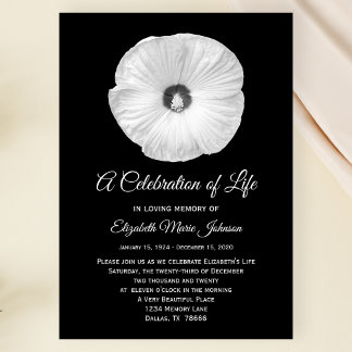 Invitación Celebración de la vida Híbiscus Floral Memorial