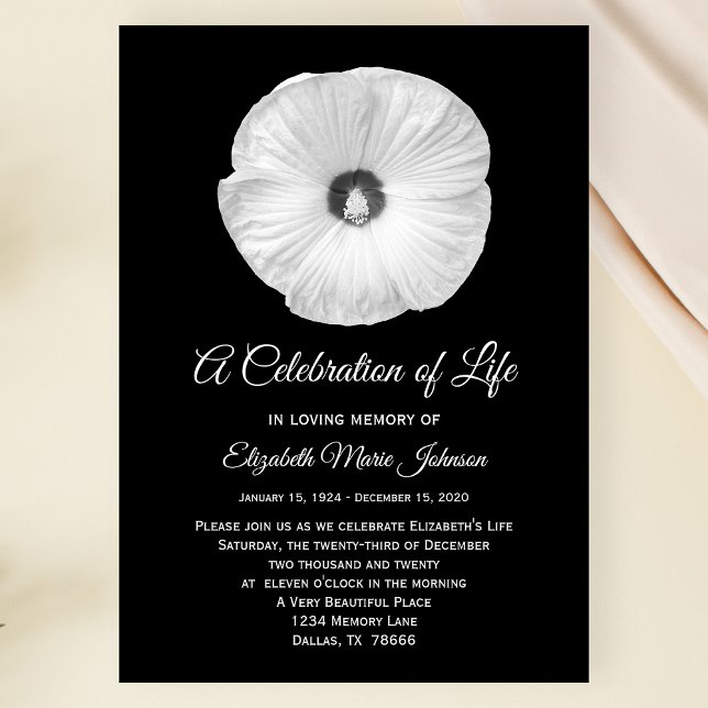 Invitación Celebración de la vida Híbiscus Floral Memorial (Subido por el creador)