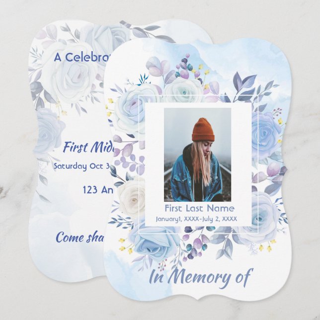 Invitación Celebración de la vida invita a los Rosas de Hummi (Anverso / Reverso)