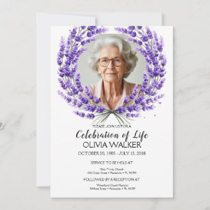 Invitación Celebración de la Vida Lavanda