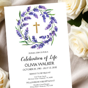 Invitación Celebración de la Vida Lavanda