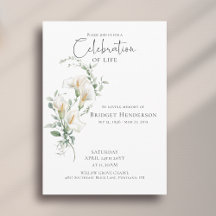 Celebración de la Vida Lirio de Calla Funeral Memo