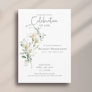 Invitación Celebración de la Vida Lirio de Calla Funeral Memo
