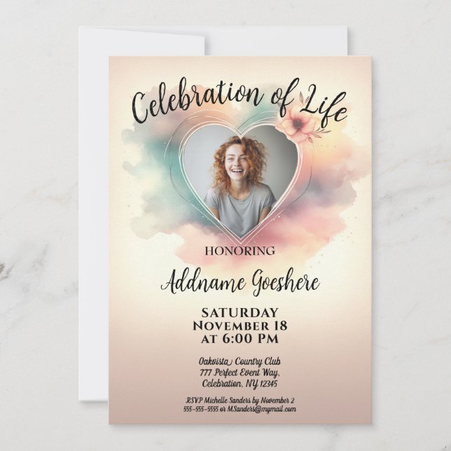 Invitación Celebración de la vida - Mar tranquilo (Anverso)