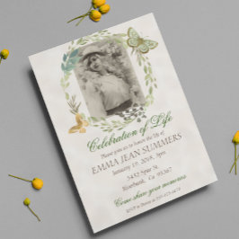 Invitación Celebración de la vida Mariposa Wreath Greenery