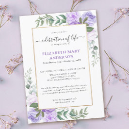 Invitación Celebración de la Vida Memorial Morada Floral