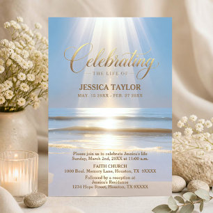 Invitación Celebración de la Vida Memorial Playa Océano y Poe