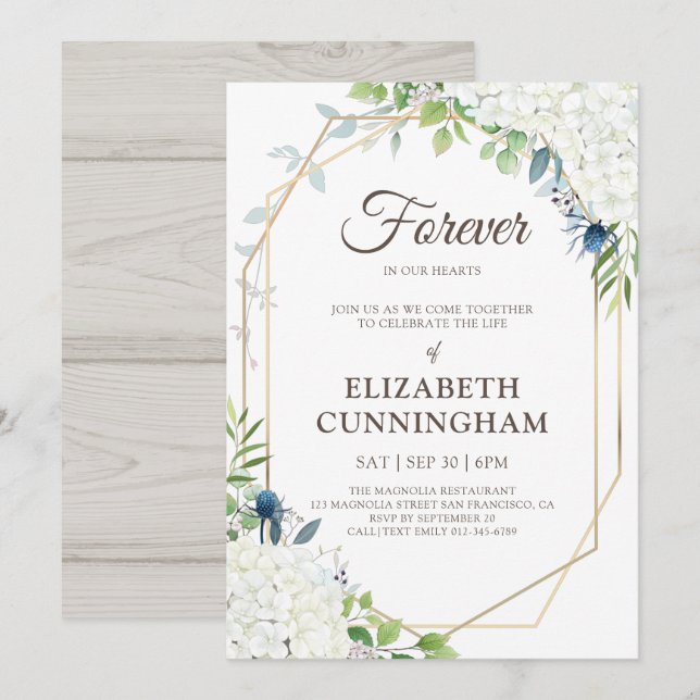 Invitación Celebración de la vida moderna de la madera geomét (Anverso / Reverso)