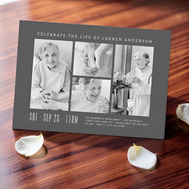 Invitación Celebración de la Vida Moderno Simple Colaje de 4  (Subido por el creador)