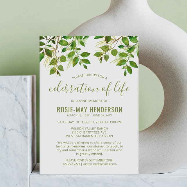 Invitación Celebración de la vida | Naturaleza conmemorativa  (Subido por el creador)