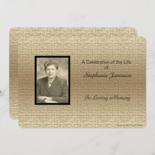 Invitación Celebración de la vida, oro con foto, fotografía (Anverso / Reverso)