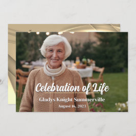 Invitación Celebración de la vida | Oro de brillo dorado hori