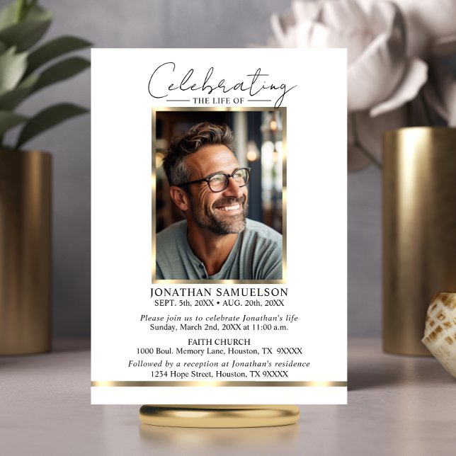 Invitación Celebración de la vida Oro Gracias + POEM (Celebrating the life Gold Thank you + POEM Invitation)