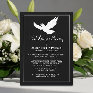 Invitación Celebración de la vida paloma blanca Funeral