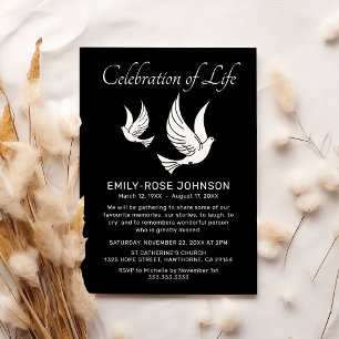 Invitación Celebración de la Vida   Palomas conmemorativas fú