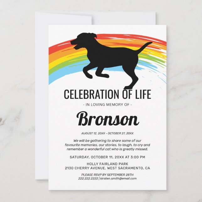 Invitación Celebración de la vida | Perro conmemorativo del f (Anverso)