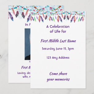 Invitación Celebración de la Vida Plumas Boho Tribal Nativo
