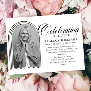 Invitación Celebración de la vida por caligrafía mínima en lí