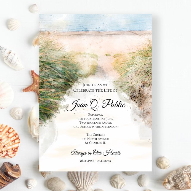 Invitación Celebración de la vida por el acuarela de la playa (Subido por el creador)