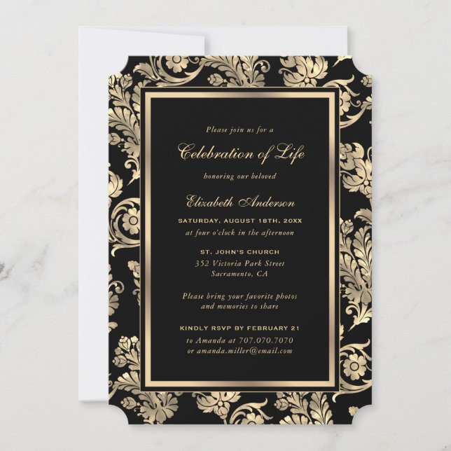 Invitación Celebración de la vida por el funeral de Black Gol (Anverso)