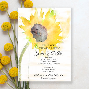 Invitación Celebración de la vida por la acuarela de girasol