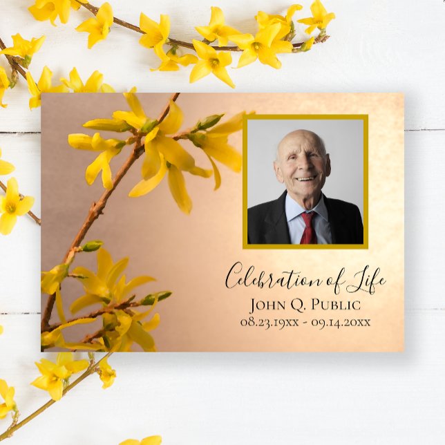 Invitación Celebración de la vida por la flor forsythia de pr (Subido por el creador)