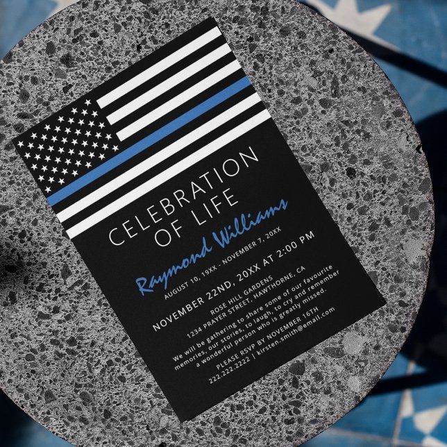 Invitación Celebración de la vida por la policía | Línea Azul (Subido por el creador)