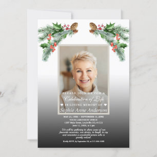 Invitación Celebración de la vida ramo de invierno foto memor
