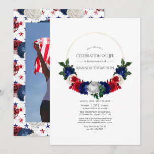 Invitación Celebración de la vida roja, blanca y azul america