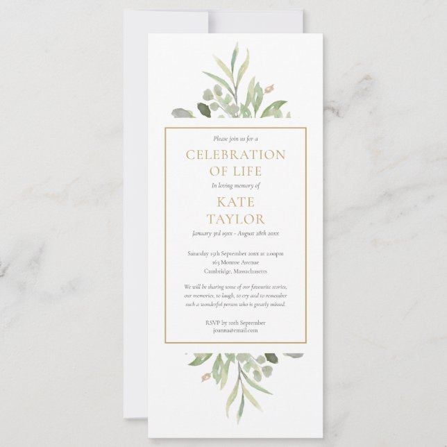 Invitación Celebración de la Vida Servicio Funerario de Veget (Anverso)