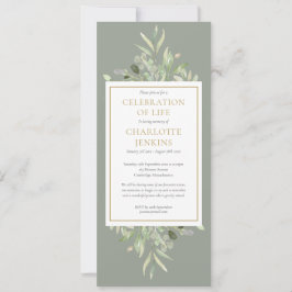 Invitación Celebración de la vida Servicio funerario de verde