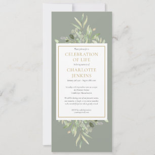 Invitación Celebración de la vida Servicio funerario de verde